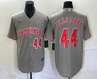 Men%27s Cincinnati Reds #44 Elly De La Cruz Number Grey Cool Base Stitched Baseball Jersey->seattle mariners->MLB Jersey